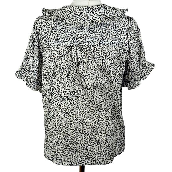 Pilcro Anthropologie Keira Floral Peter Pan Collar Blouse Top M Cottagecore - Picture 4 of 9